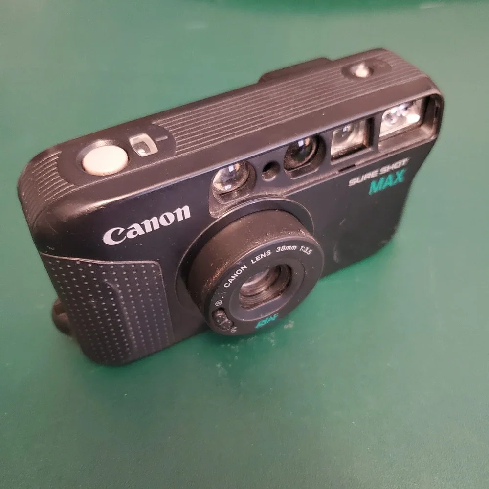 Canon Sure Shot Max 35mm Film Camera 38mm 1:3.5 Lens Black Parts Repair - Picture 2 of 13